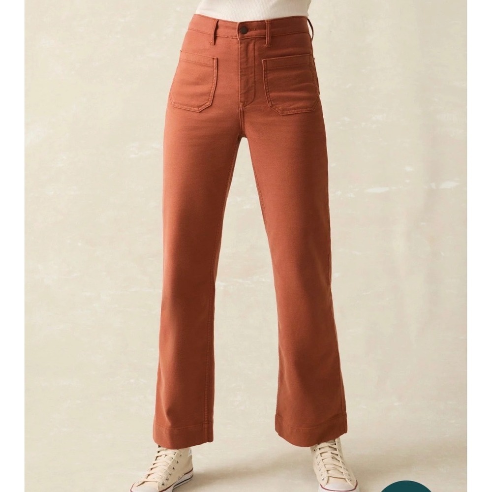 Faherty‎ Womens High Rise Patch Pocket Bootcut Pants Rust Terracotta Size 25/26